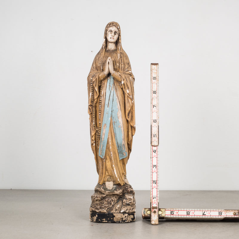 Early 20th c. French Virgin Mary Plaster Statue c.1940