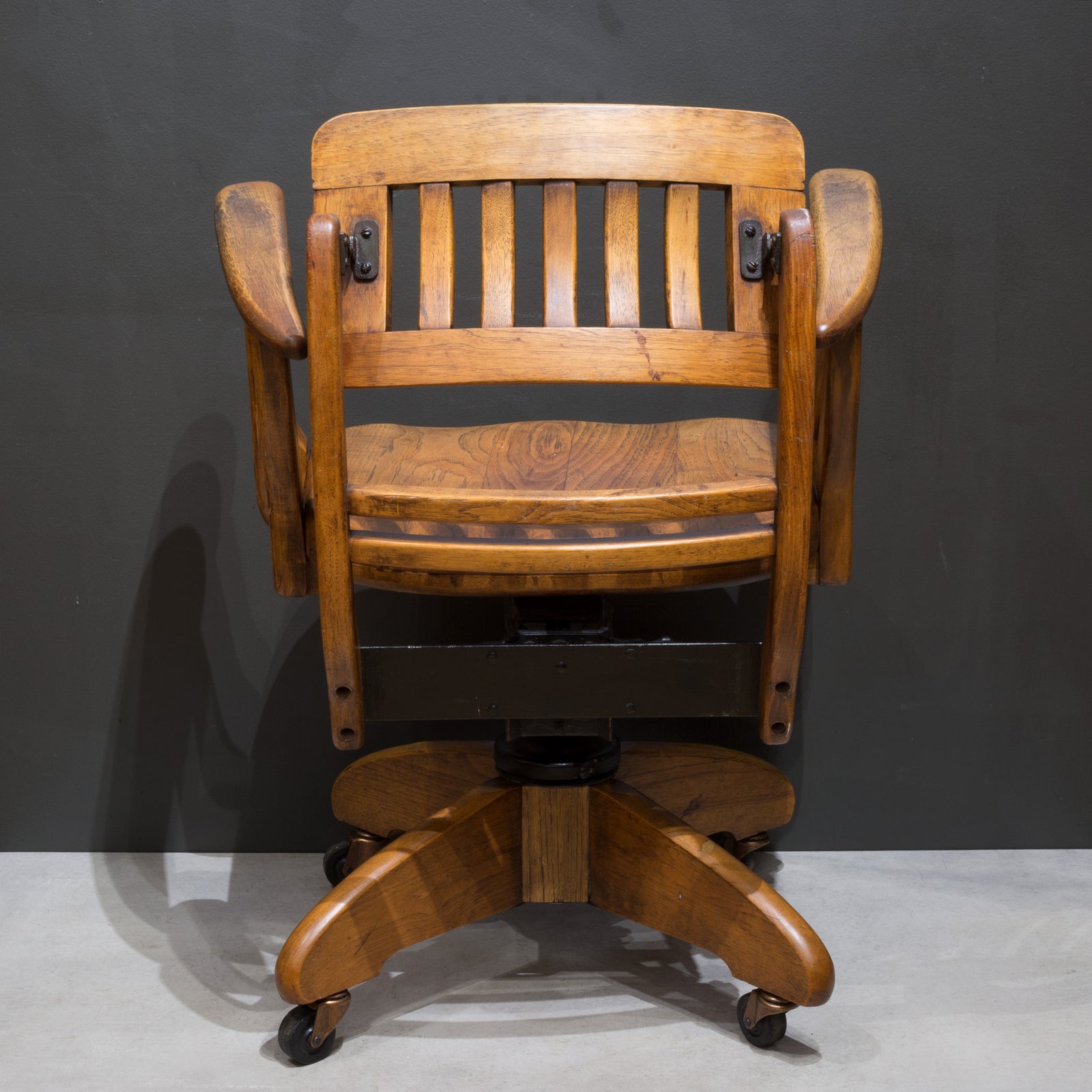 Antique Adjustable Swivel Oak Desk Chair c.1940 | S16 Home