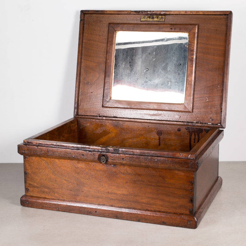 Early 20th c Rustic Wooden Box with Mirror c.1920