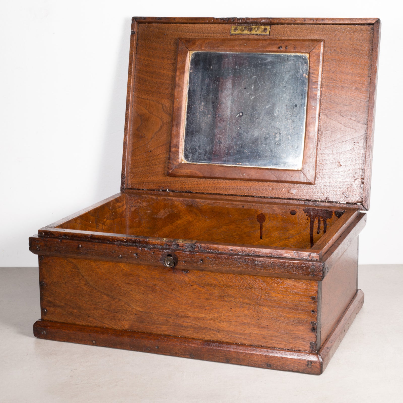 Early 20th c Rustic Wooden Box with Mirror c.1920 | S16 Home