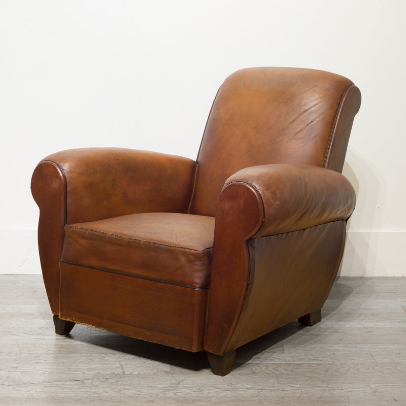 French Rollback Sheep Hide Club Chairs c.1940