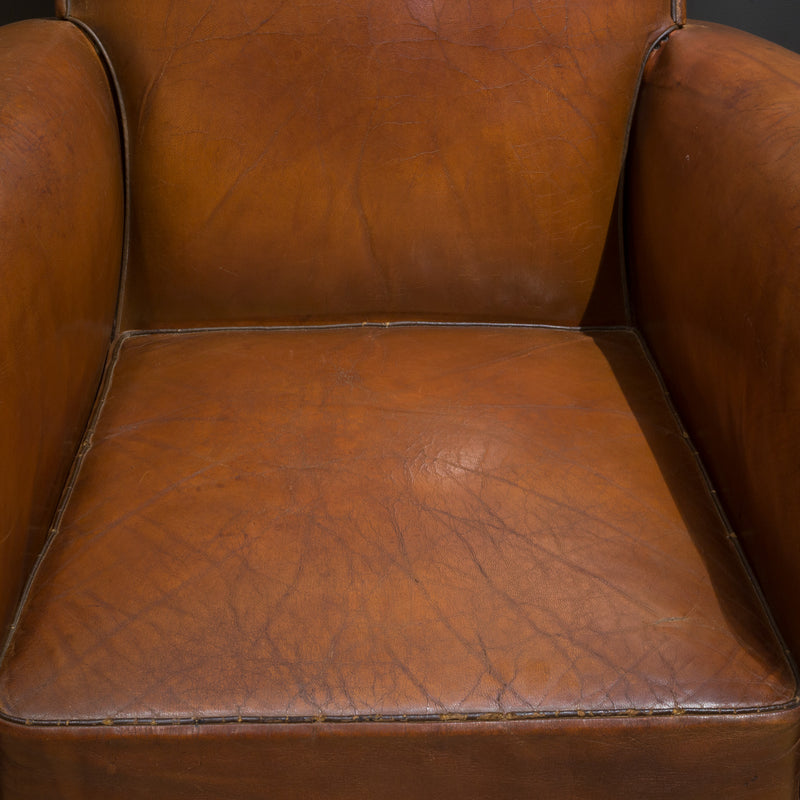 Pair of French Rollback Sheep Hide Club Chairs c.1940
