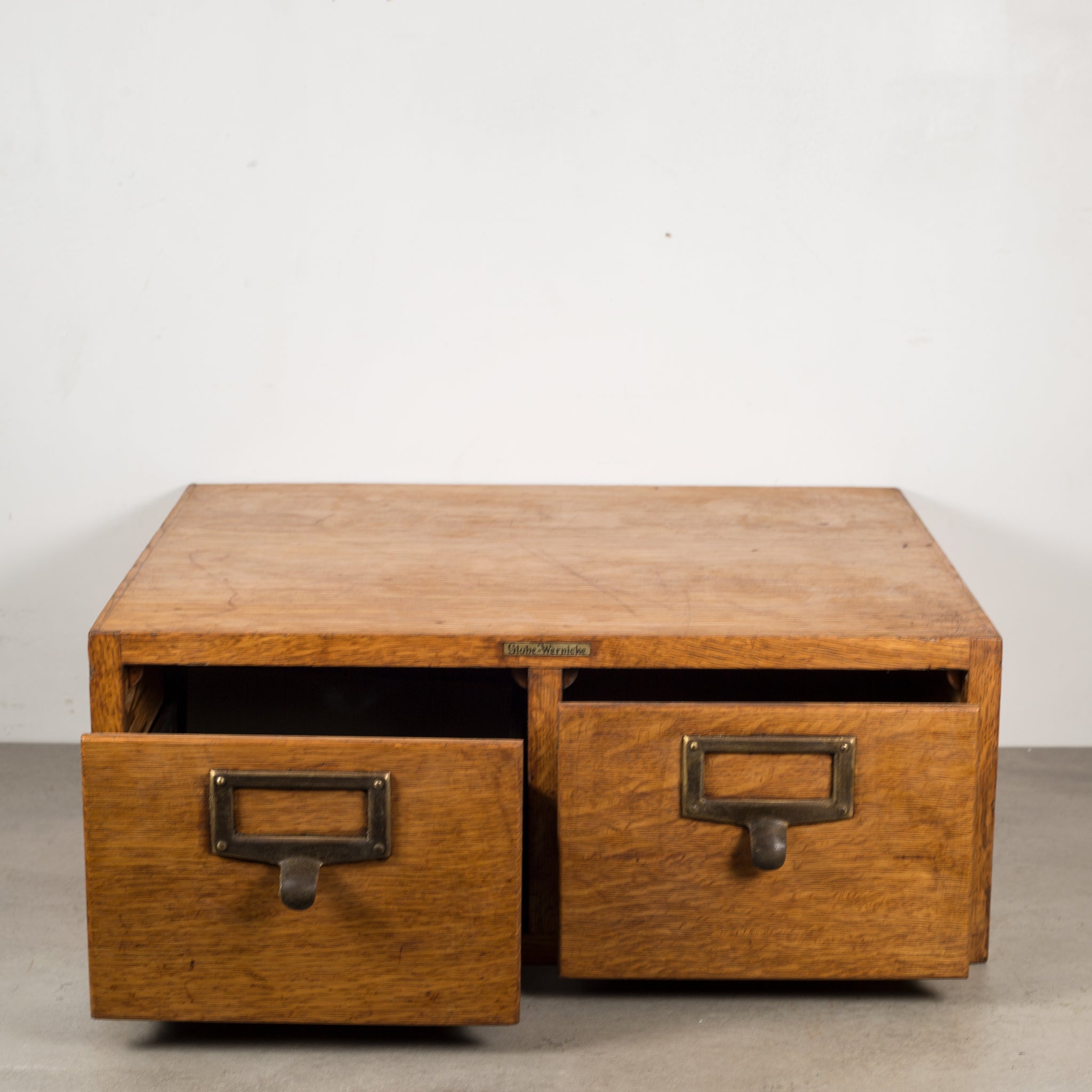 Oak and Brass Globe Wernicke Card Catalog c.1940 S16 Home