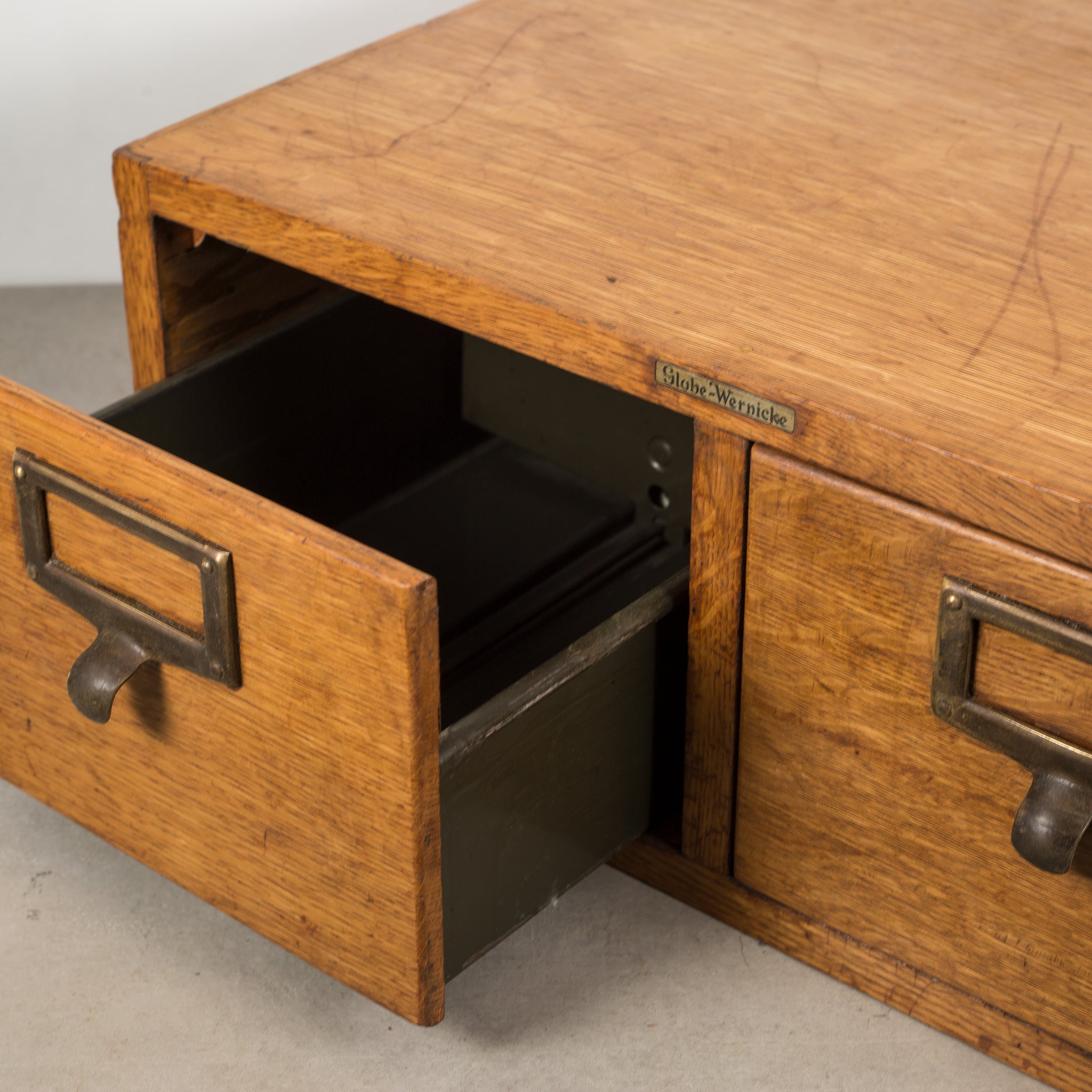 Oak and Brass Globe Wernicke Card Catalog c.1940 S16 Home