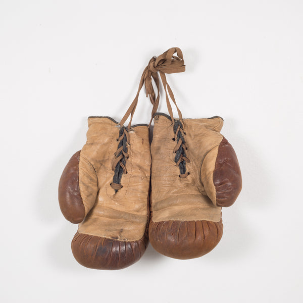 Antique Leather and Horse Hair Children's Boxing Gloves by Yale c.1920