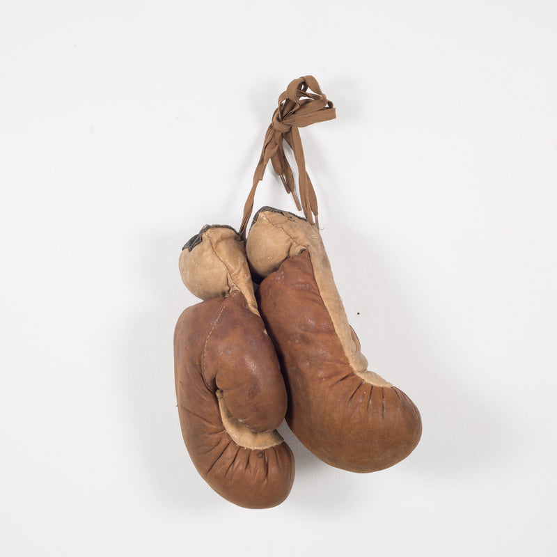 Antique Leather and Horse Hair Children's Boxing Gloves by Yale c.1920