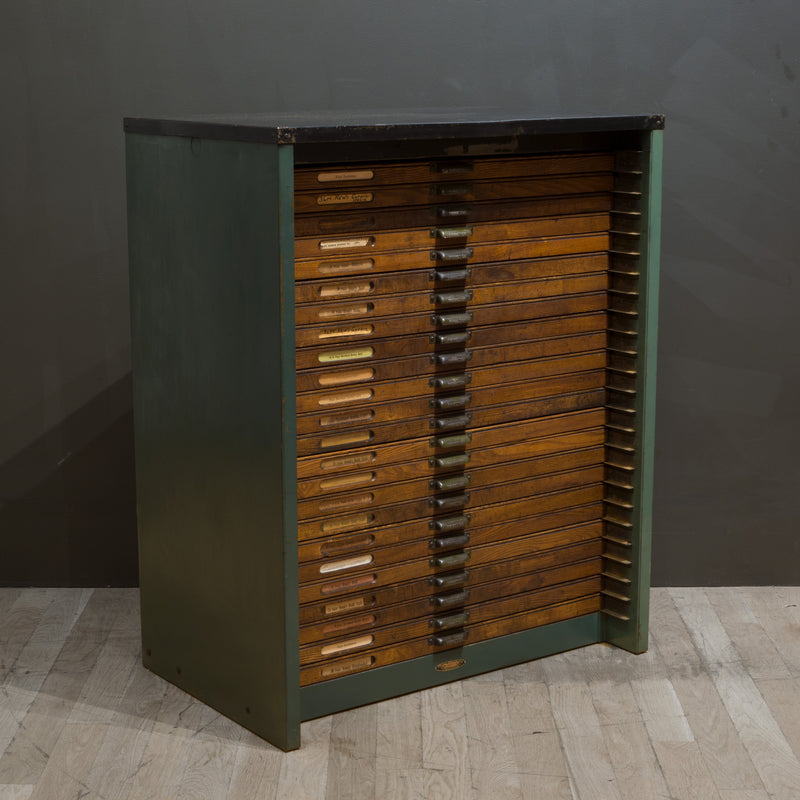 Antique Industrial Typesetter's 24 Drawer Cabinet c.1920-1930