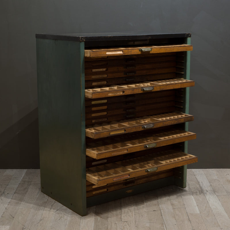 Antique Industrial Typesetter's 24 Drawer Cabinet c.1920-1930