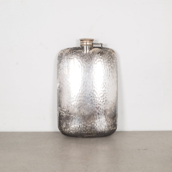 Antique Oversized Silver Plated Monogrammed Flask c.1920