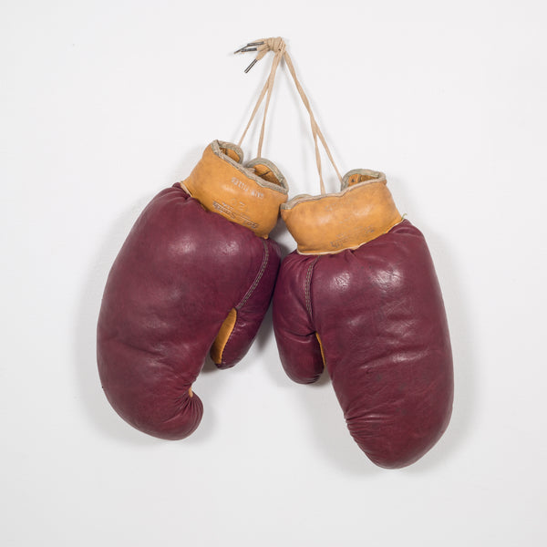 Pair of Vintage Horse Hair and Leather Boxing Gloves c.1930