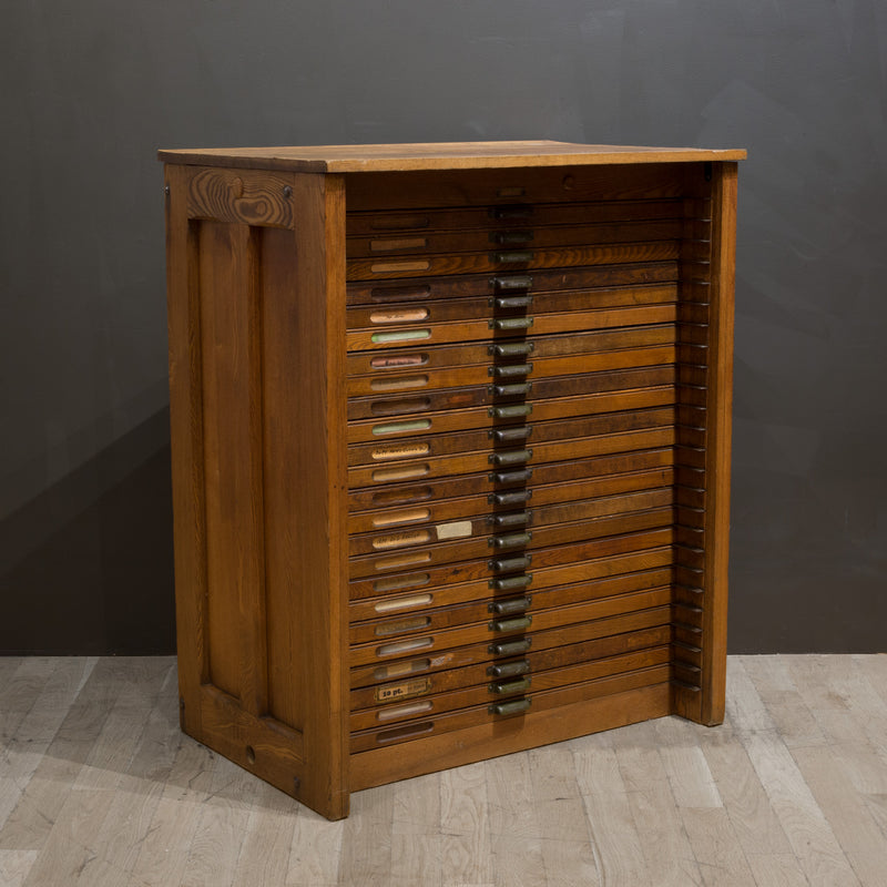Antique Hamilton Industrial Typesetter's 24 Drawer Cabinet c.1920-1930
