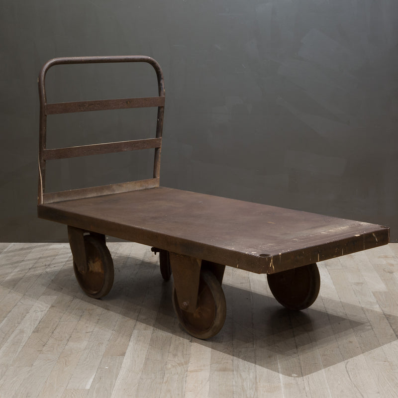 Early 20th Century Steel Factory Rolling Cart/Coffee Table c.1930