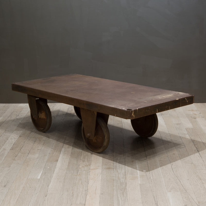 Early 20th Century Steel Factory Rolling Cart/Coffee Table c.1930