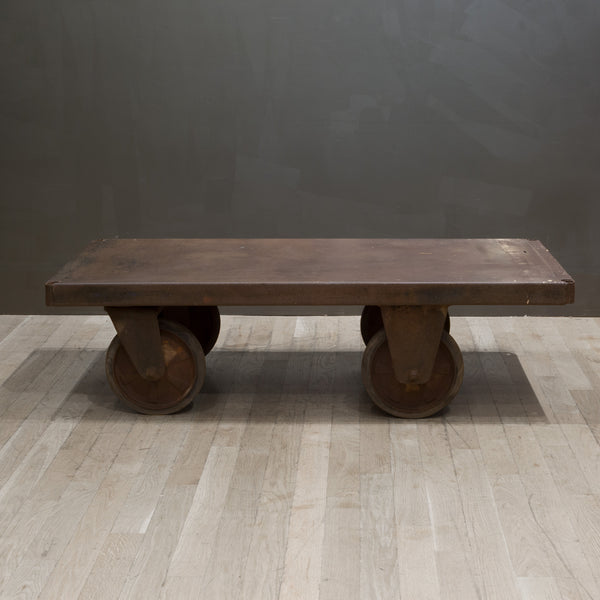 Early 20th Century Steel Factory Rolling Cart/Coffee Table c.1930 S16