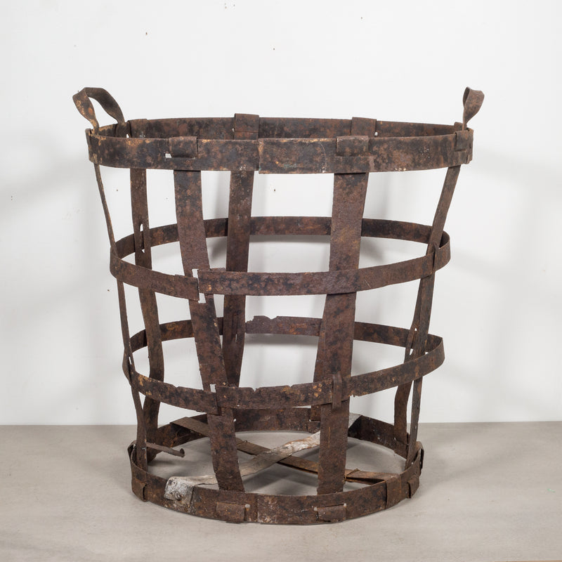 Antique Factory Steel Band Basket c.1880-1920