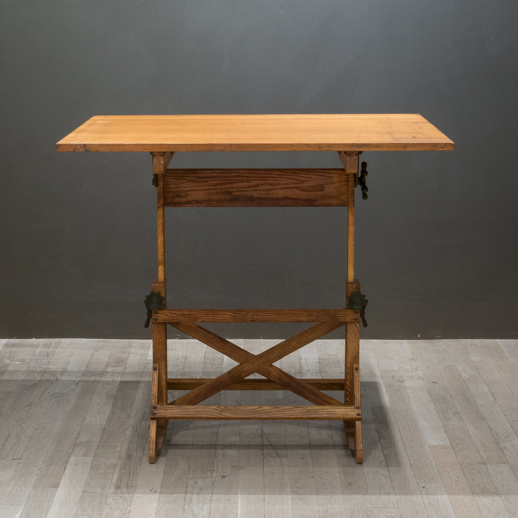 Antique Wood and Cast Iron Drafting Table/Dining Table/Desk c.1930