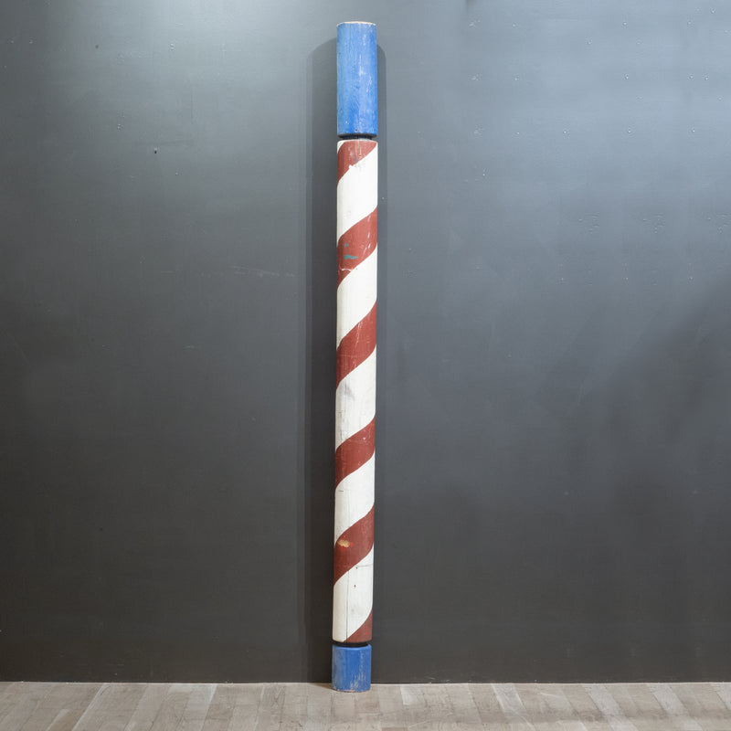 Vintage Painted Wooden Barber Pole
