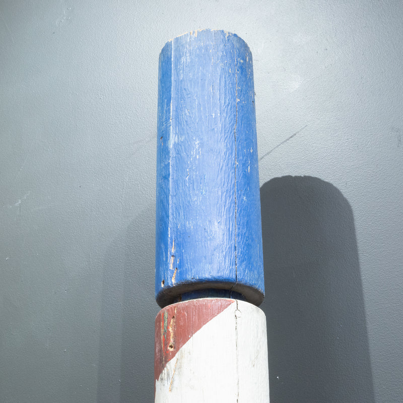 Vintage Painted Wooden Barber Pole