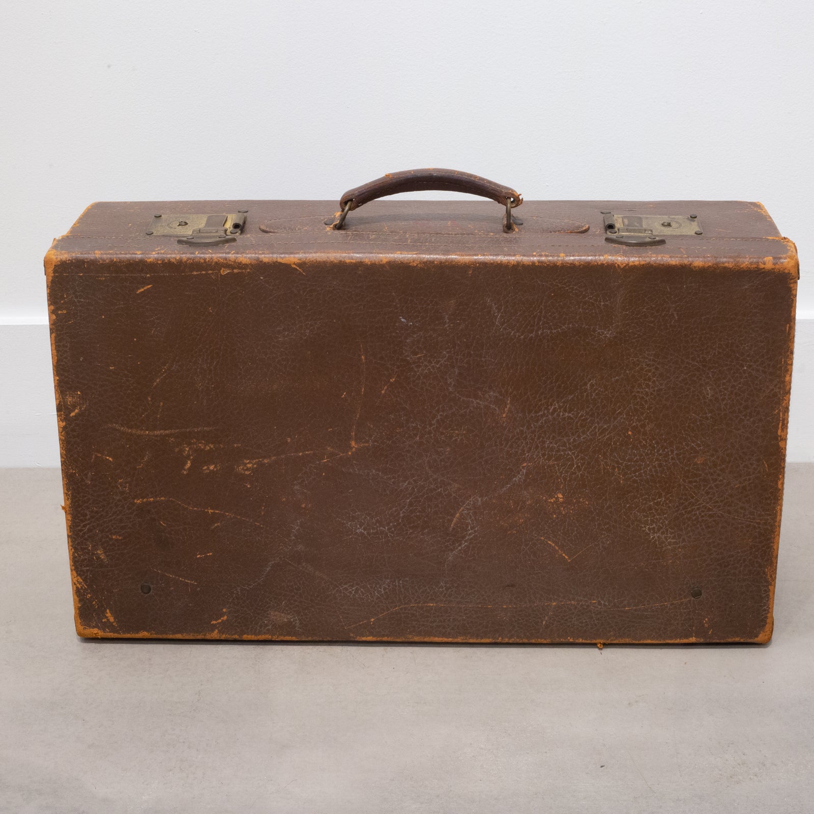 Brown Leather Suitcase with Brass Locks c.1940 | S16 Home