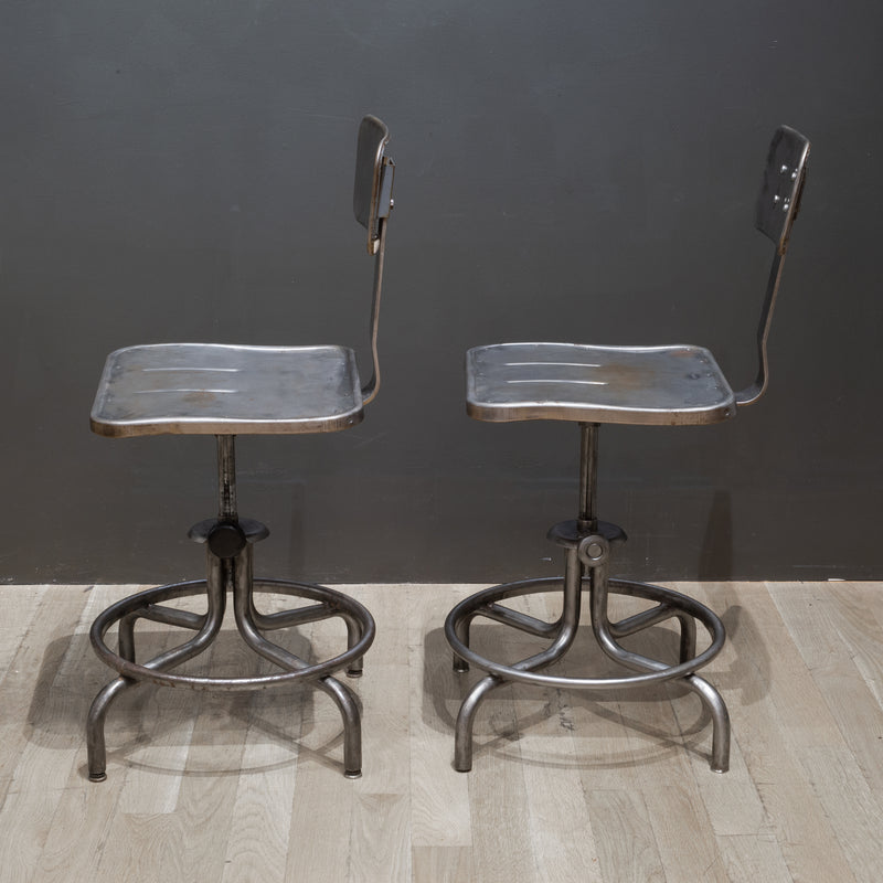 Mid-century Adjustable Metal Factory Swivel Stools c.1950-Price is per stool