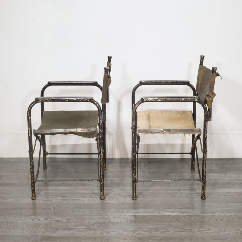 Distressed Miltary Folding Director's Chairs c.1940