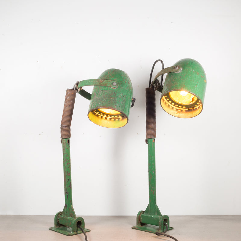 Depression Era Wall Mount Swivel Factory Lights c.1930-Price is for the pair