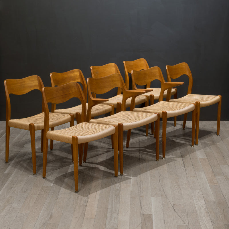 Set of 6 mid-century model 71 dining chairs by Neils Moller for