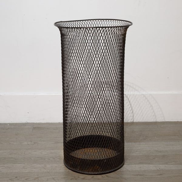 Tall Steel Mesh Waste Basket c.1920