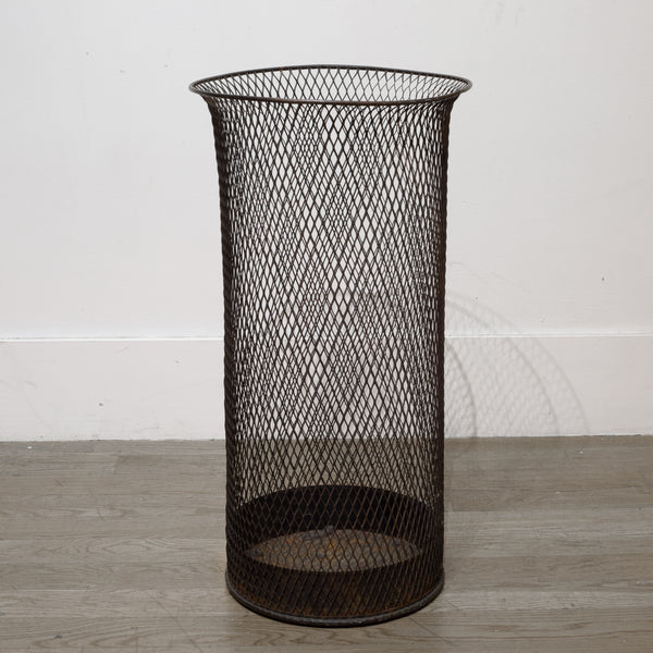 Tall Steel Mesh Waste Basket c.1920