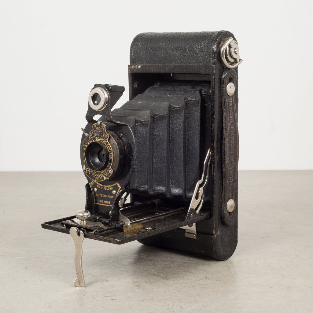 Antique Eastman Kodak No. 2 Folding Brownie Camera and Leather