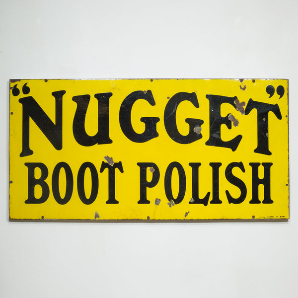 Enameled Nugget Boot Polish Sign c.1920-1950