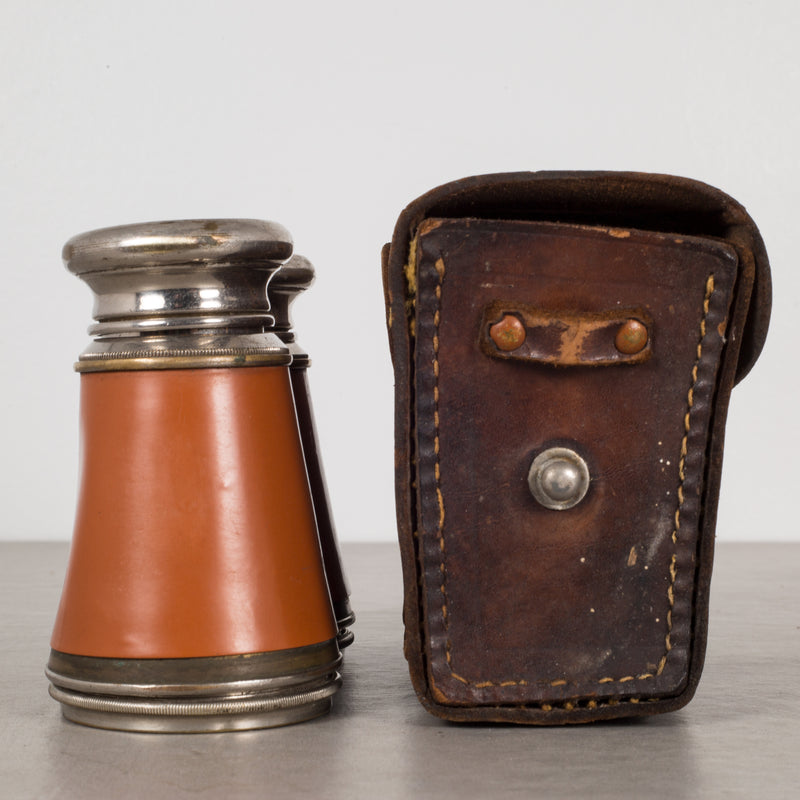 French Galilean Binoculars and Leather Case by Iris de Paris c.1880