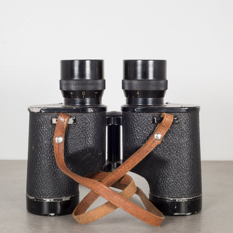Leather Wrapped Palomar Binoculars and Leather Case c.1950