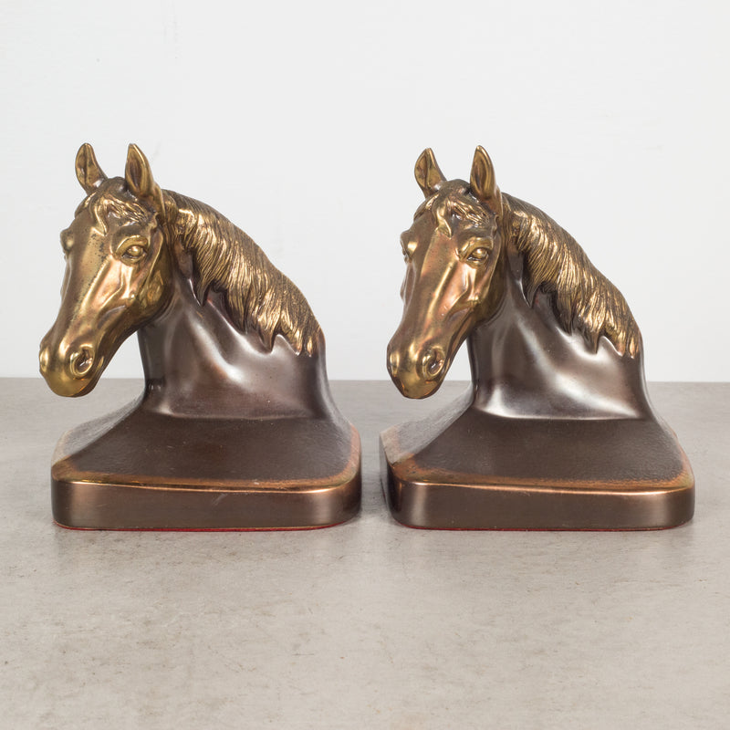 Bronze and Copper Plated Horse Head Bookends c.1940