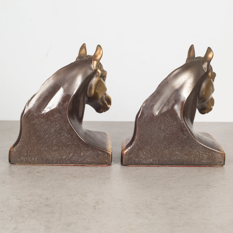 Bronze and Copper Plated Horse Head Bookends c.1940