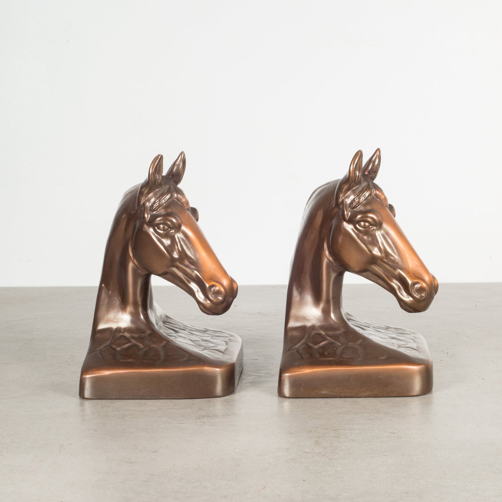 Bronze Plated Horse Head Bookends c.1940s | S16 Home