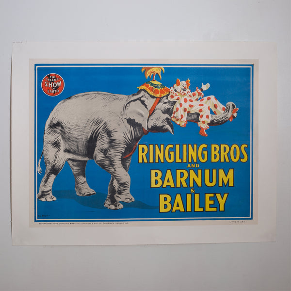 Early 20th c. Ringling Brothers Circus Poster c.1945