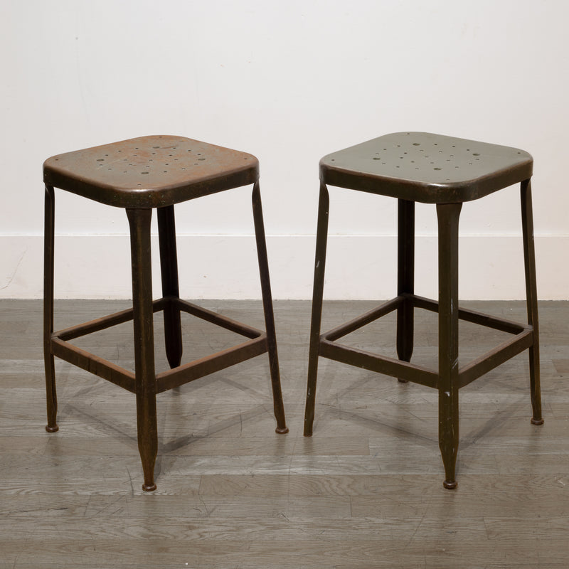 Pressed and Folded Steel Factory Stools c.1950