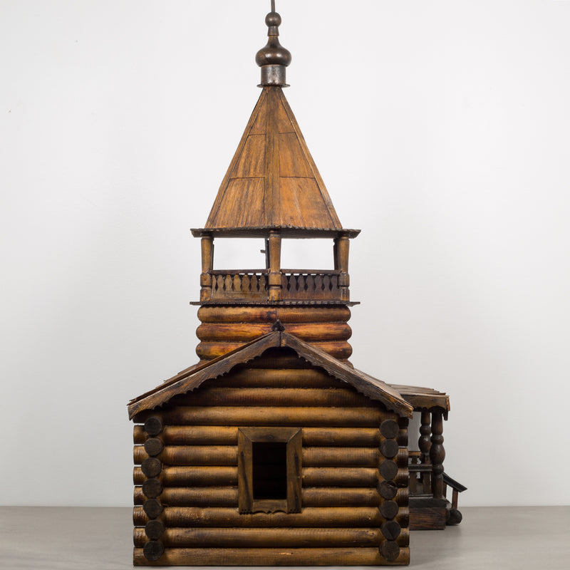 Wooden Russian Orthodox Church Log Cabin Model c.1900-1930