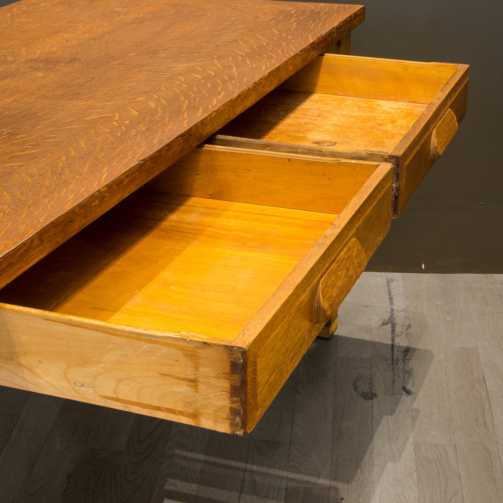 Solid Oak Two Drawer Desk by Standard Furniture Co. c.1940 | S16 Home