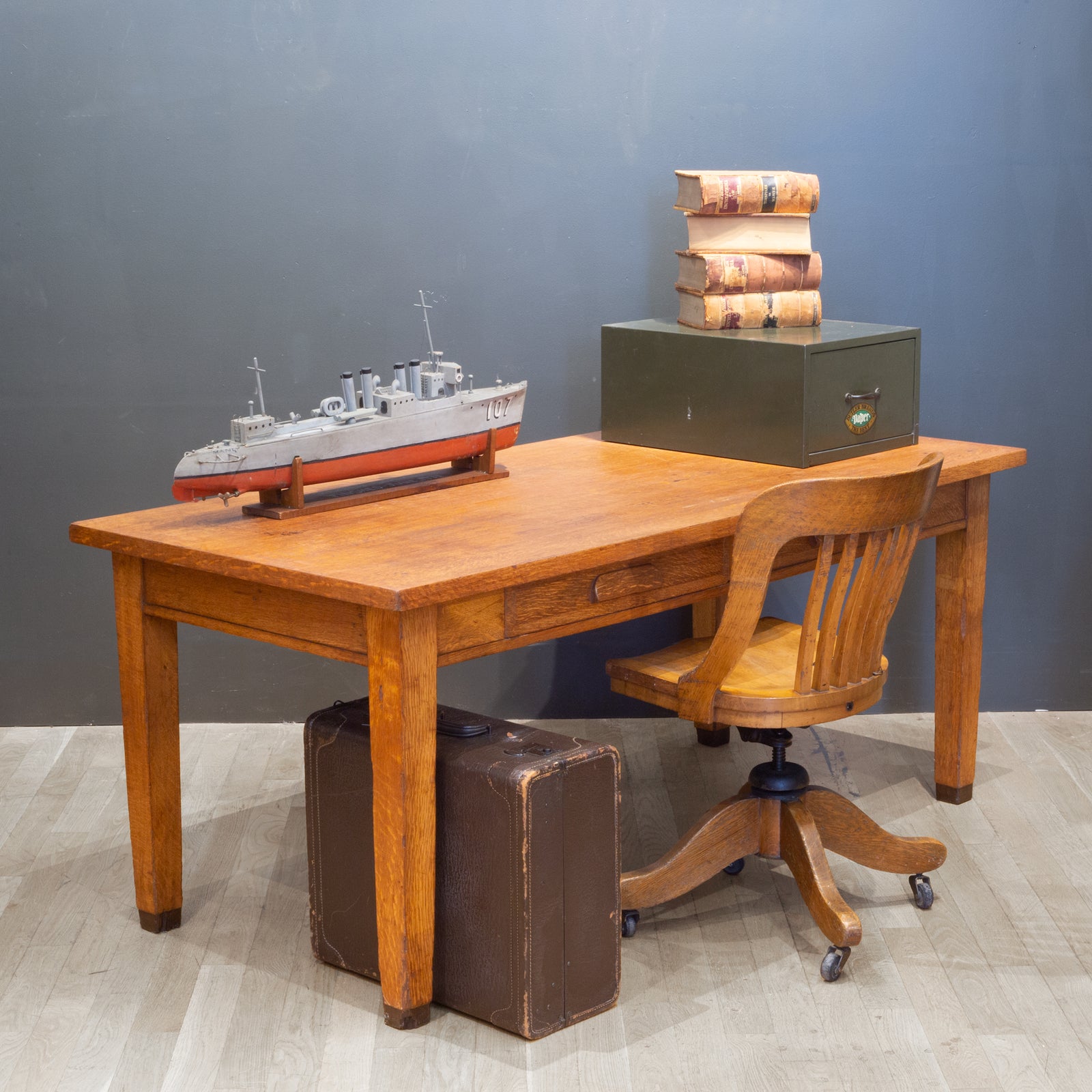 Solid Oak Two Drawer Desk by Standard Furniture Co. c.1940 | S16 Home