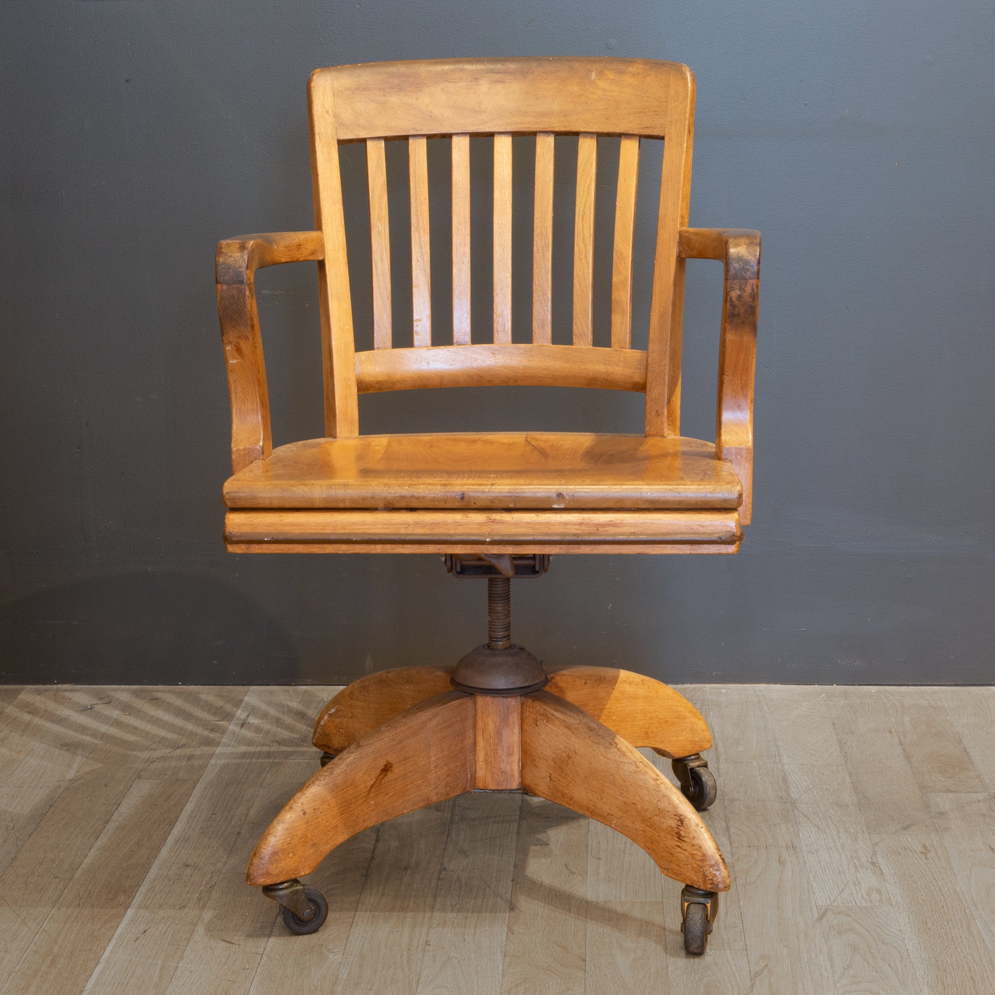 Antique Swivel Oak Desk Chair 1930 S16 Home - Main Image
