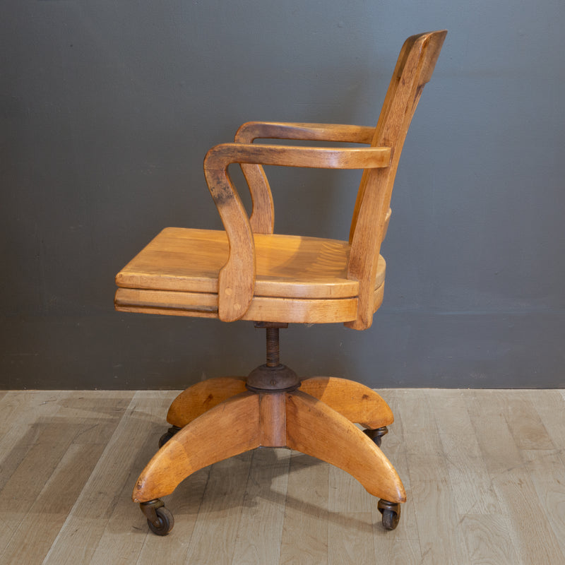 Antique Swivel Oak Desk Chair c. 1940