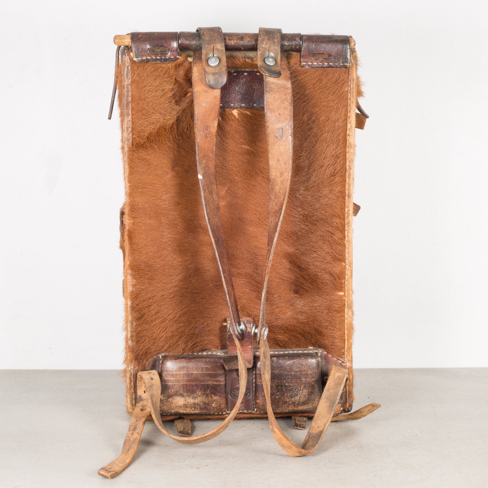 Early 20th c. Swiss Army Cowhide Backpack c.1945 | S16 Home