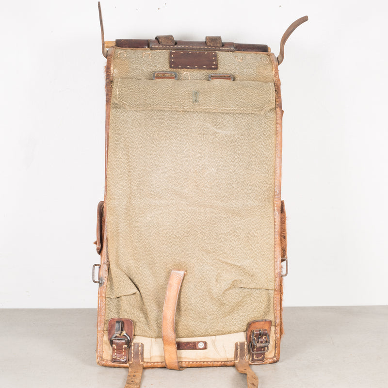 Early 20th c. Swiss Army Cowhide/Leather Backpack c.1945