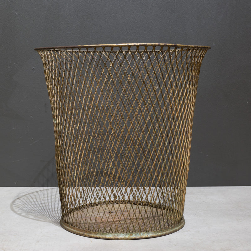 Depression Era Expanded Metal Mesh Waste Basket c.1930