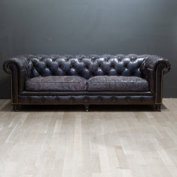 Timothy Oulton Feather Sofa in Old Saddle Black Leather