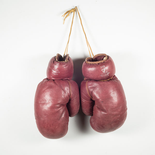 Trophy Brand Leather and Horse Hair Boxing Gloves c. 1950