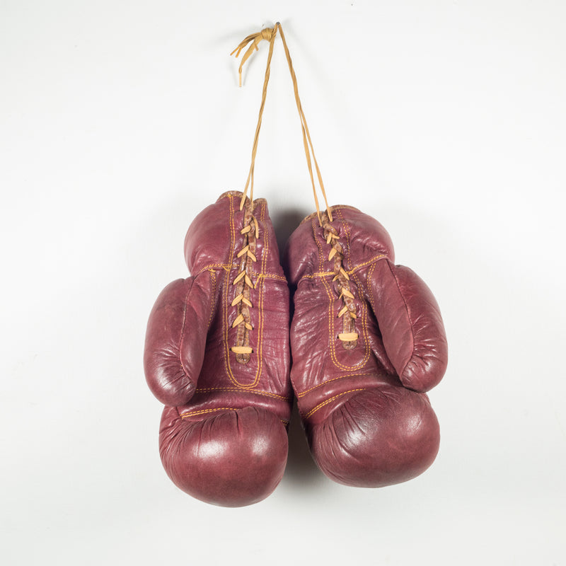 Trophy Brand Leather and Horse Hair Boxing Gloves c. 1950