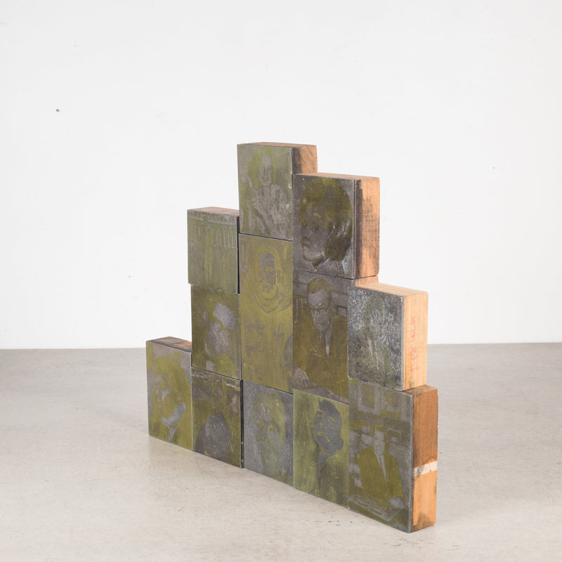 Collection of Gold Typeset Portrait Print Blocks c.1960